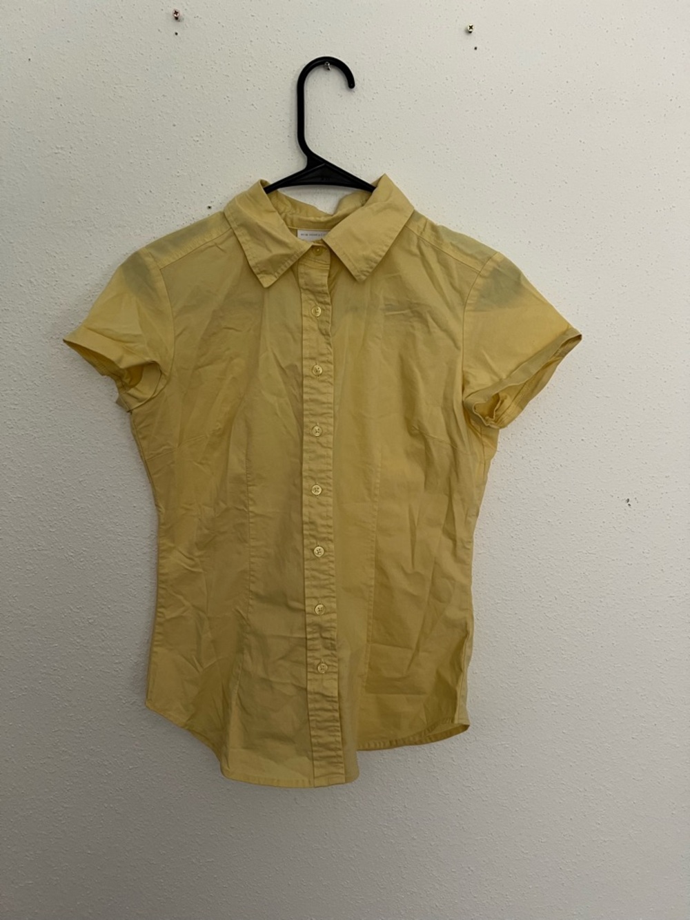 New York & Company Pale Yellow Button-Up Shirt
